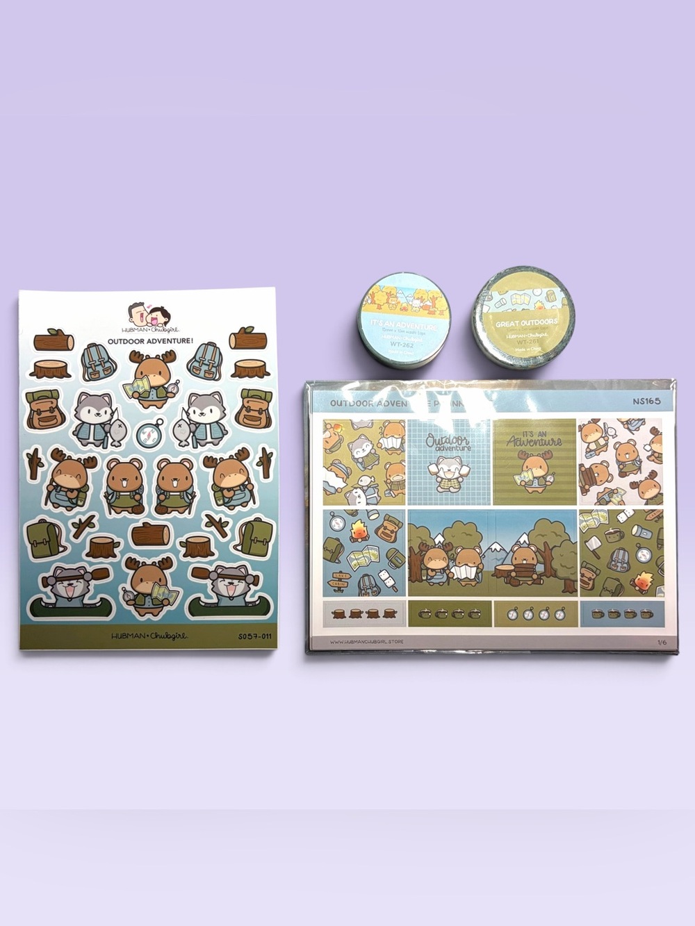 NEW Hubman & Chubgirl Outdoor Adventure 6 Page Planner Kit Washi Stickers